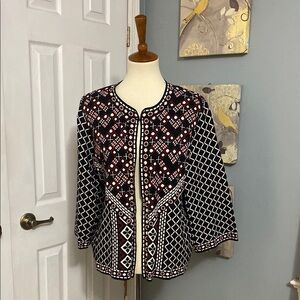 NWT Atmosphere Geometric Patterned Black and White Women's Cardigan Large